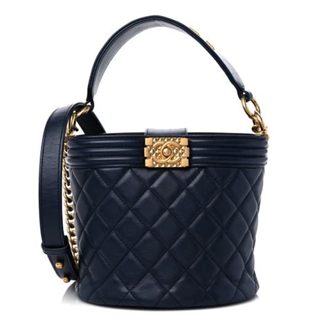 chanel boy bucket|CHANEL Calfskin Quilted Boy Bucket Bag Navy Blue.